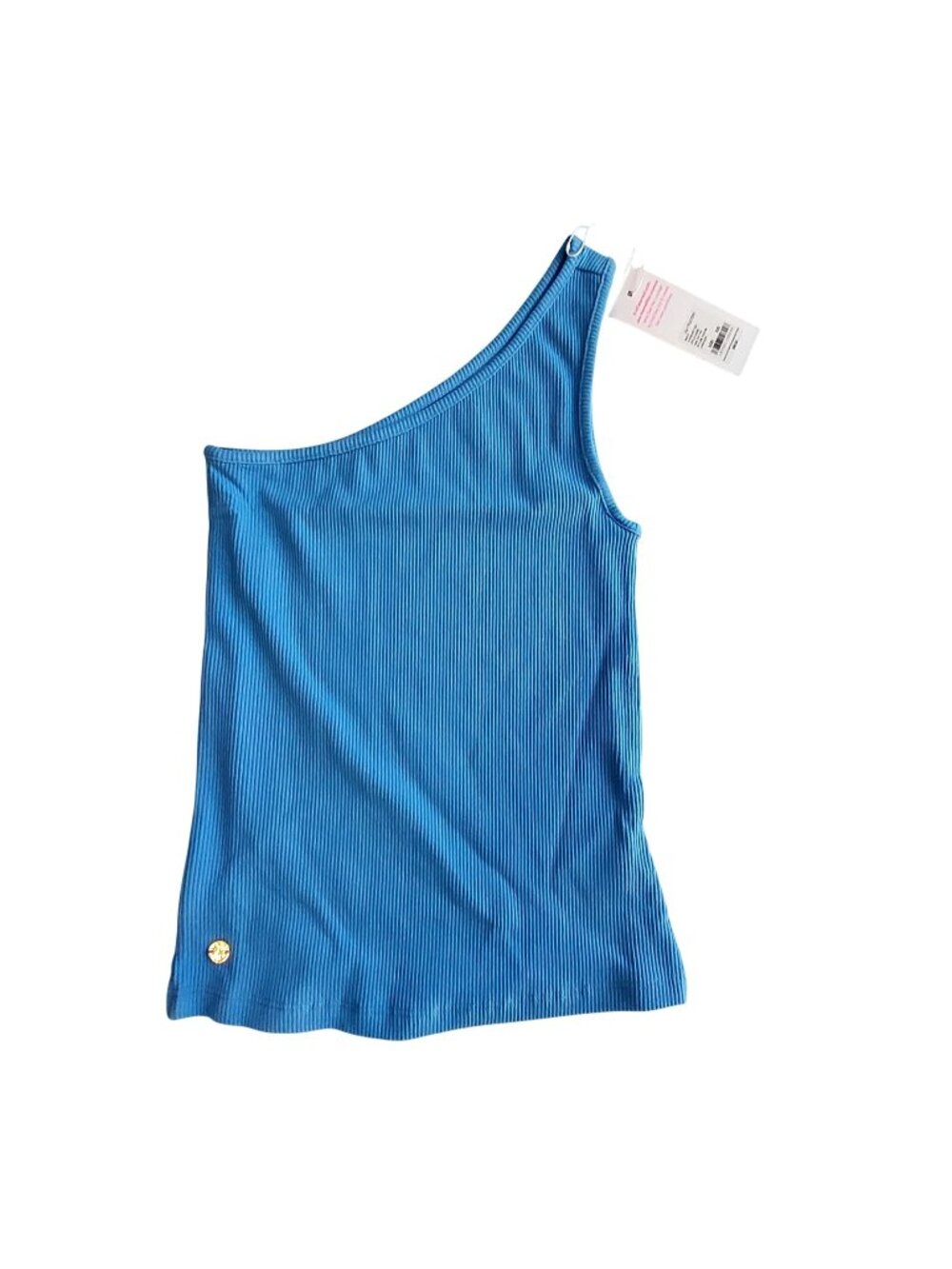 Lilly Pulitzer Blue Ribbed One-Shoulder Tank Top Womens XS Stylish  lightweight